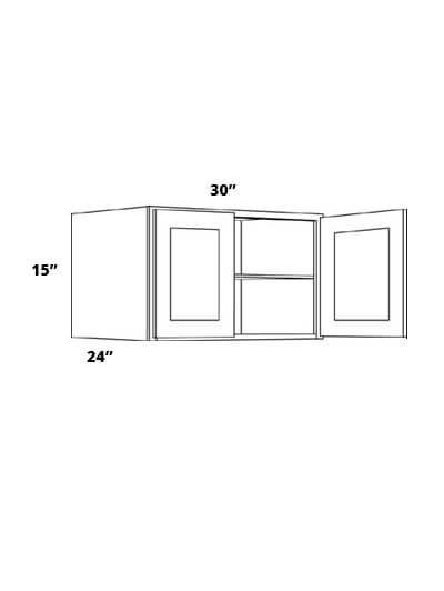 EB21-W3015X24: Elegant Ocean Blue 30×15 Double Door Wall Cabinet, 24″ Deep