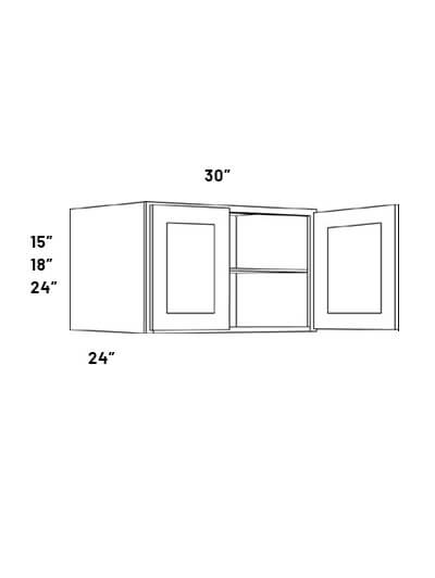 EB21-W3024X24: Elegant Ocean Blue 30×24 Double Door Wall Cabinet, 24″ Deep