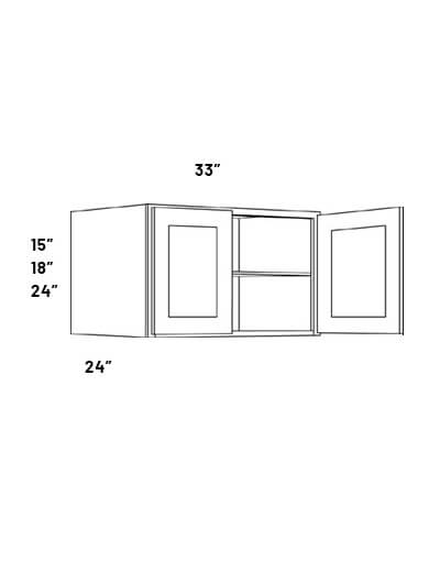 EB21-W3312X24: Elegant Ocean Blue 33×12 Double Door Wall Cabinet, 24″ Deep