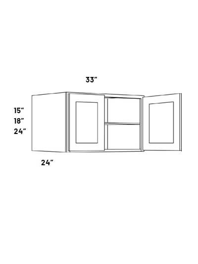 EB21-W3315X24: Elegant Ocean Blue 33×15 Double Door Wall Cabinet, 24″ Deep