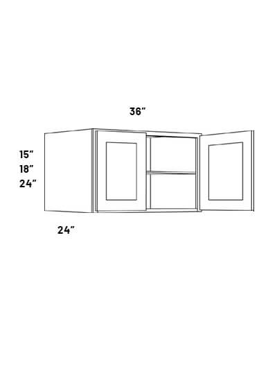 EB21-W3624X24: Elegant Ocean Blue 36×24 Double Door Wall Cabinet, 24″ Deep