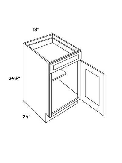 EB23-B18: Elegant Stone – 18″ Single Drawer, Single Door Base Cabinet