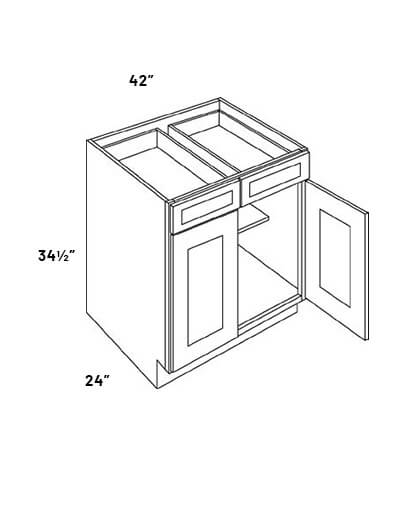 EB23-B42: Elegant Stone – 42″ Double Drawer, Double Door Base Cabinet