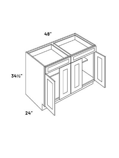 EB21-B48: Elegant Ocean Blue – 48″ Double Drawer, 2 Double Door Base Cabinet