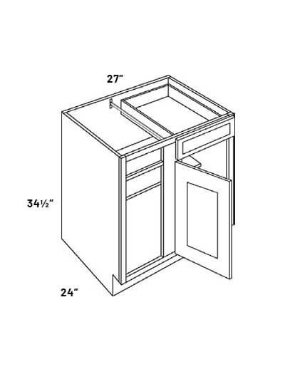 EB21-BLB36/39: Elegant Ocean Blue 27″ Blind Base Corner Cabinet with 9″ Door/Drawer