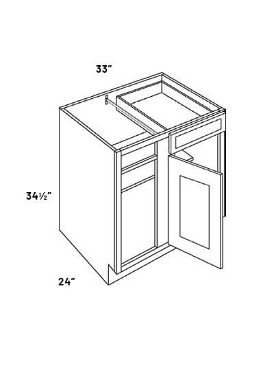 EB21-BLB39/42-FH: Elegant Ocean Blue 33″ Blind Base Corner Cabinet with 12″ Door/Drawer, Full Height