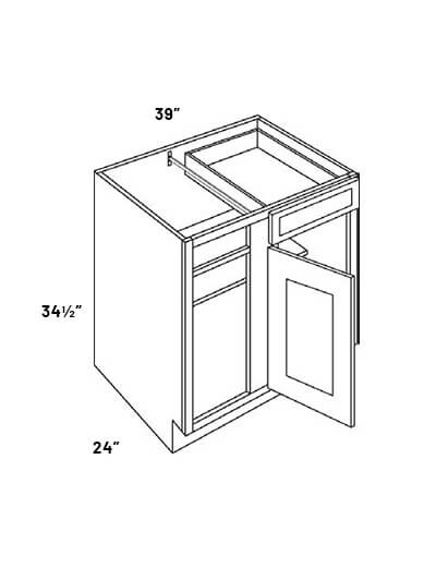 EB23-BLB42/45-WCD: Elegant Stone 39″ Blind Base Corner Cabinet with 15″ Door/Drawer and Cutlery Divider