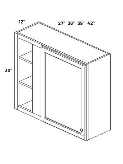 EB21-BLW27/3030: Elegant Ocean Blue – 27″W x 30″H Blind Wall Corner Cabinet