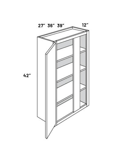 EB23-BLW27/3042: Elegant Stone – 27″W x 42″H Blind Wall Corner Cabinet