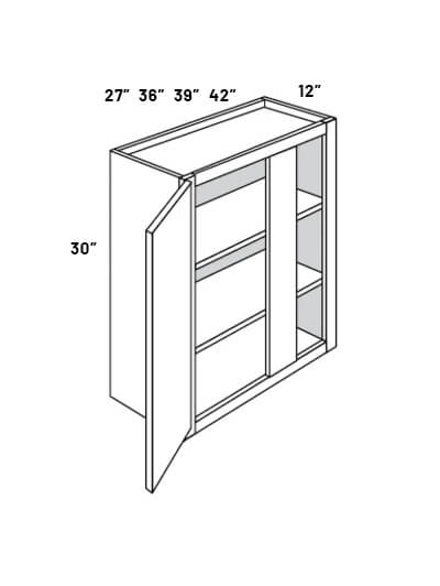EB21-BLW36/3930: Elegant Ocean Blue – 36″W x 30″H Blind Wall Corner Cabinet
