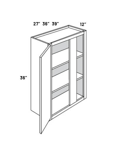 EB23-BLW36/3936: Elegant Stone – 36″W x 36″H Blind Wall Corner Cabinet