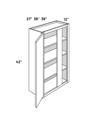 EB21-BLW36/3942: Elegant Ocean Blue – 36″W x 42″H Blind Wall Corner Cabinet