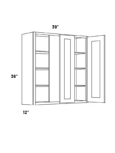EB21-BLW39/4236: Elegant Ocean Blue – 39″W x 36″H Blind Wall Corner Cabinet