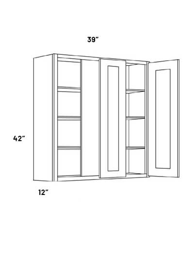 EB21-BLW39/4242: Elegant Ocean Blue – 39″W x 42″H Blind Wall Corner Cabinet