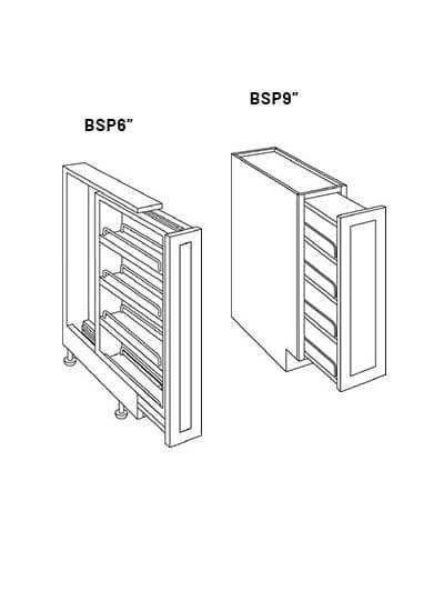 EB23-BSP6: Elegant Stone 6″ Wide Single Door Base Spice Cabinet