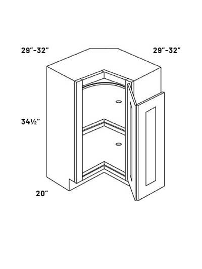 EB23-BSQC36R: Elegant Stone 36″ Wide Square Corner Base Cabinet (Right Door)