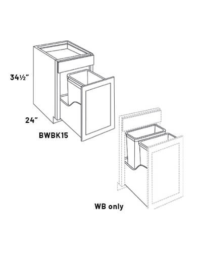 EB23-BWBK15-WCD: Elegant Stone Trash Can insert with Cutlery Divider