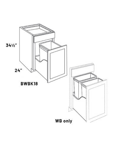 EB21-BWBK18-WCD: Elegant Ocean Blue Double Trash Can insert with Cutlery Divider