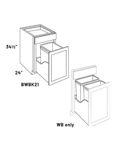 EB23-BWBK21-FH: Elegant Stone Double Trash Can insert 21″W