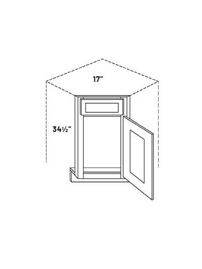 EB23-CSF36: Elegant Stone – 17″ Wide Door Diagonal Corner Sink Front