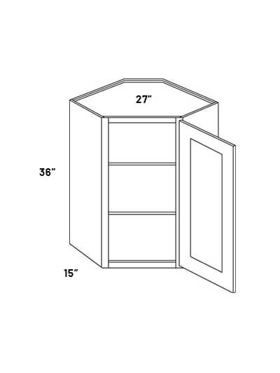 EB21-CW2736: Elegant Ocean Blue – 27″W x 36″H Single Door Corner Wall Cabinet