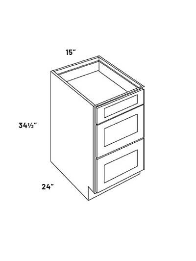 EB21-DB15: Elegant Ocean Blue – 15″ Wide 3 Drawer Base Cabinet