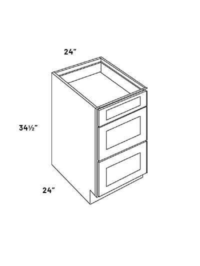 EB21-DB24: Elegant Ocean Blue – 24″ Wide 3 Drawer Base Cabinet