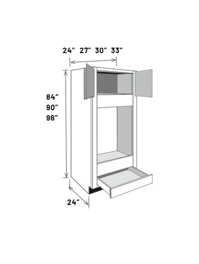 EB23-OVD3390: Elegant Stone – Double Door 33″W x 90″H Double Oven Cabinet with Wall Oven opening and 1 Drawer