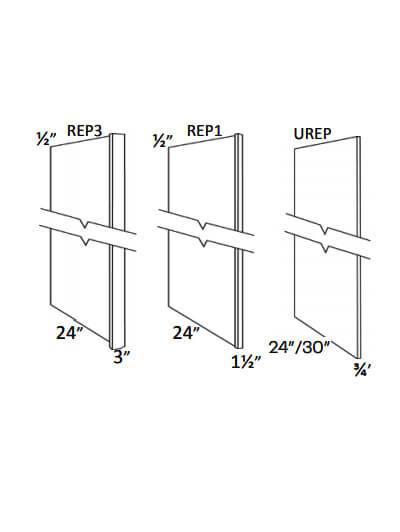 EB21-REP196: Elegant Ocean Blue – 96″H x 1.5″W x 24″D Refrigerator End Panel