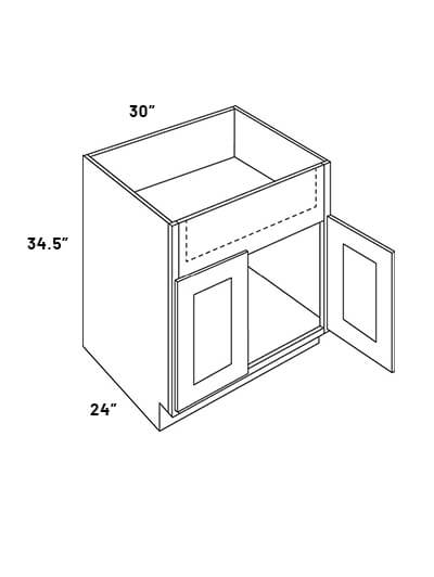 EB23-SB30-FS: Elegant Stone – 30″ Wide Double Door Farm Sink Base Cabinet