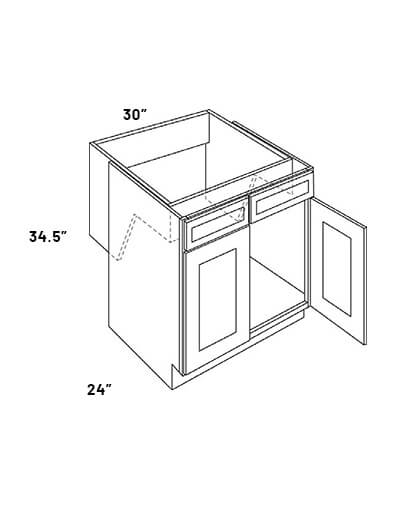 EB21-SB30-HR: Elegant Ocean Blue – 30″ Wide Sink Base Cabinet, Handicap Removable (ADA)