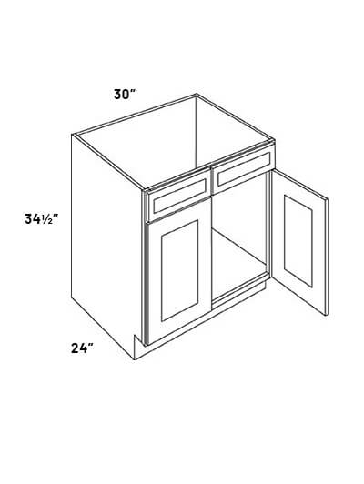EB23-SB30-TOT: Elegant Stone – 30″ Wide Double Door Sink Base Cabinet with Tilt-Out Tray