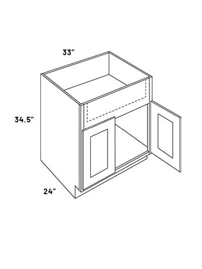 EB23-SB33-FS: Elegant Stone – 33″ Wide Double Door Farm Sink Base Cabinet