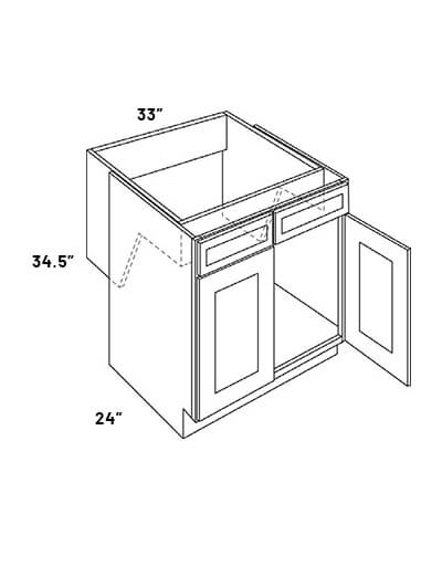 EB21-SB33-HR: Elegant Ocean Blue – 33″ Wide Sink Base Cabinet, Handicap Removable (ADA)