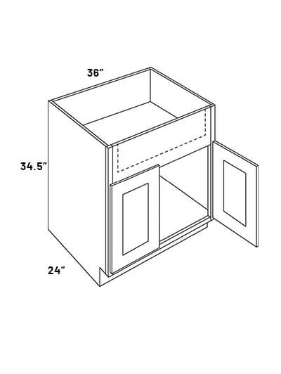 EB21-SB36-FS: Elegant Ocean Blue – 36″ Wide Double Door Farm Sink Base Cabinet