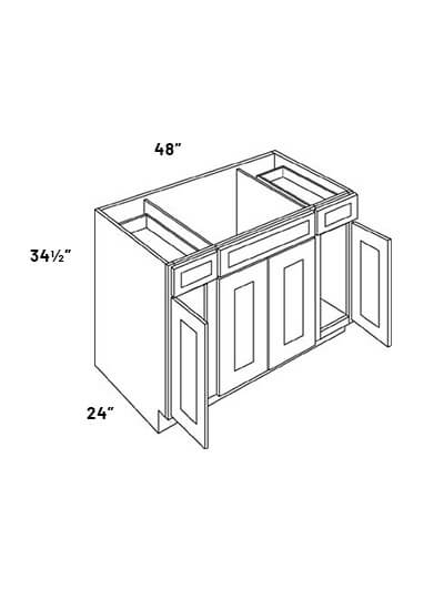 EB23-SB48: Elegant Stone – 48″ Wide 2 Double Door Sink Base Cabinet