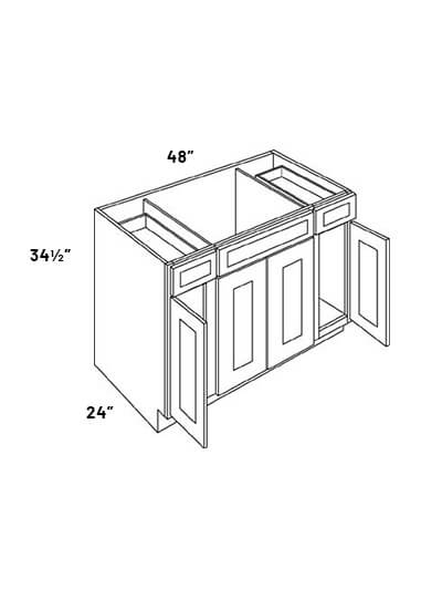 EB23-SB48-TOT: Elegant Stone – 48″ Wide 2 Double Door Sink Base Cabinet with Tilt-Out Tray