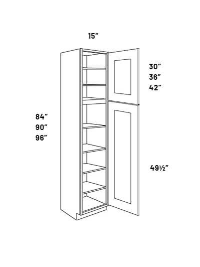 EB23-UC1524X84L: Elegant Stone – 15″ Wide 2 Single Door Utility Cabinet with 6 Shelves