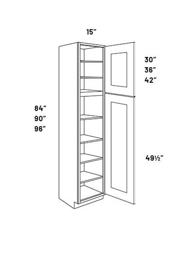 EB23-UC1524X90L: Elegant Stone – 15″ Wide 2 Single Door Utility Cabinet with 6 Shelves