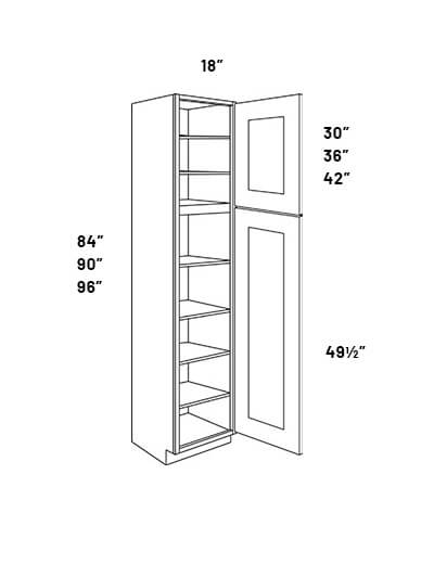 EB23-UC1824X84L-POS4: Elegant Stone – 18″ Wide 2 Single Door Utility Cabinet with 4 Pull Out Shelves