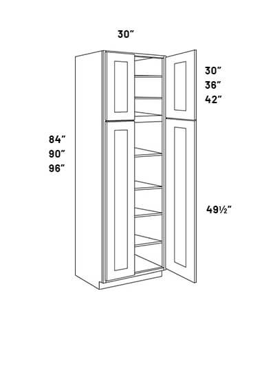 EB23-UC3024X84: Elegant Stone – 30″ Wide 2 Double Door Utility Cabinet with 6 Shelves