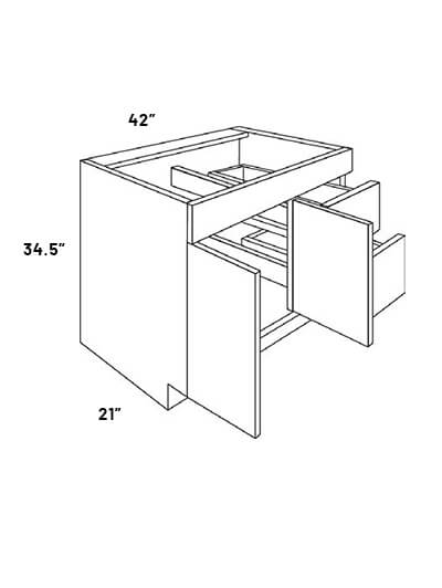 L11-V42DR: Luxor Espresso 42″ Double Door and Two Drawer Vanity Sink Base (Right drawer)