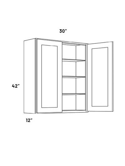 EB21-W3042: Elegant Ocean Blue 30×42 Double Door Wall Cabinet