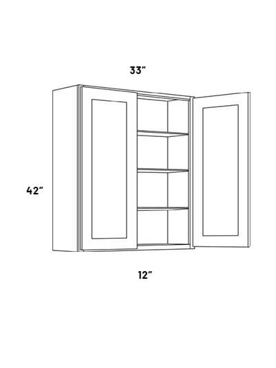 EB21-W3342: Elegant Ocean Blue 33×42 Double Door Wall Cabinet
