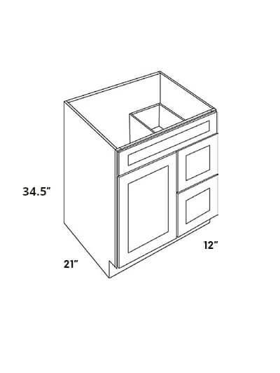 L11-V24DL: Luxor Espresso 24″ Single Door and Two Drawer Vanity Sink Base (Left Drawer)