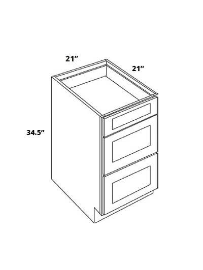 L02-VDB2121-34.5: Luxor Smokey Grey 21″ Three Drawer Vanity base