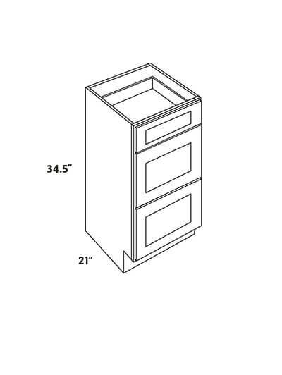 L11-VDB1221-34.5: Luxor Espresso 12″ Three Drawer Vanity base