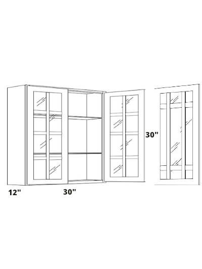 EB23-MD9-WFI3030: Elegant Stone – 30″W 30″H Wall Cabinet with Prairie Doors and Finished Interior