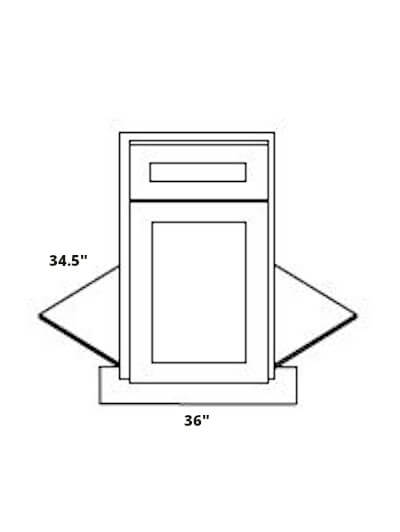 AG-BDCF36K-FL: Greystone Shaker 36″ 1 Door Diagonal Corner Sink Base Front