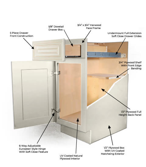Casselberry Antique White Cabinet Features | CabinetSelect.com